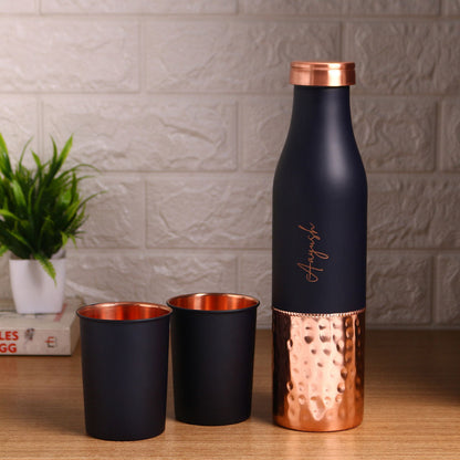 Elixir Copper Bottle With Glass- Set of 2